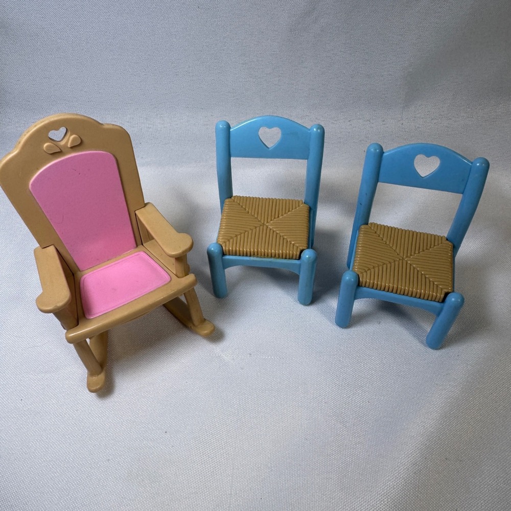 Fisher Price Loving Family Dollhouse Furniture Heart Rocking Chair Blue Chairs